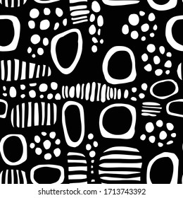 Vector seamless pattern with graphic abstract crazy shapes, black and white, graphic print for textile and different  background