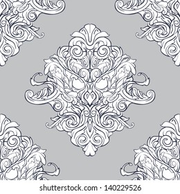 Vector seamless pattern with graphic element of the head of an owl.