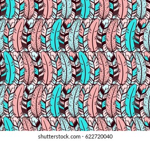 Vector seamless pattern of graphic feathers