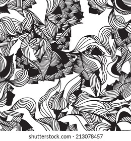 Vector seamless pattern of graphic flowers