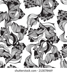 Vector seamless pattern of graphic flowers