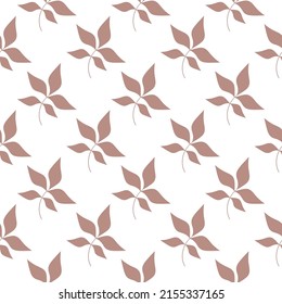 Vector seamless pattern. Graphic leaf vector illustration. Beige leaves branches on white background. Nature floral wallpaper. Minimal botanical  backdrop. Template for print, design, banner, card.