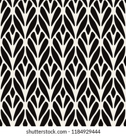 Vector seamless pattern. Graphic monochrome ornament. Floral stylish background. Repeating texture with stylized leaves. Can be used as swatch for illustrator.
