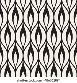 Vector seamless pattern. Graphic monochrome ornament. Floral stylish background. Repeating texture with stylized leaves.