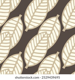 Vector seamless pattern. Graphic ornament. Floral stylish background. Repeating texture with stylized leaves