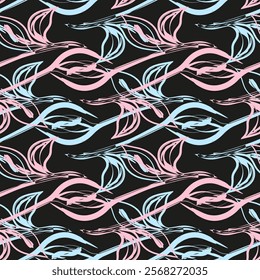 Vector seamless pattern. Graphic ornament. Floral stylish background. Repeating texture with stylized leaves