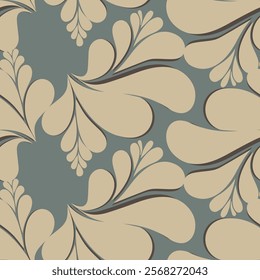 Vector seamless pattern. Graphic ornament. Floral stylish background. Repeating texture with stylized leaves