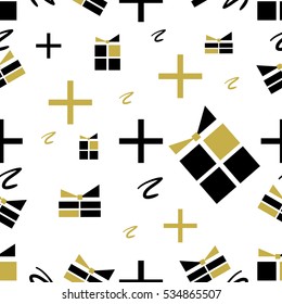 Vector seamless pattern graphically presents the gold and black New Year background