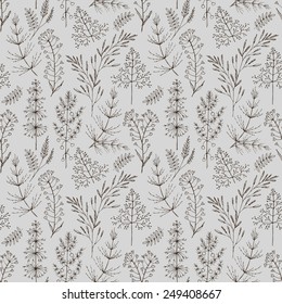 Vector seamless pattern with grass. Hand drawn vector illustration.