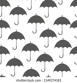 Vector seamless pattern with gray and black umbrellas on white background. Print concept for fabric, background, wallpaper, other print production.eps 10