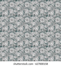 Vector seamless pattern of gray and blue ornament. Oriental, floral ornament. Templates for carpets, textiles, wallpaper and any surface.