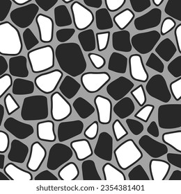 Vector seamless pattern of gray and white hand-drawn stones or figures isolated on a beige background. Giraffe