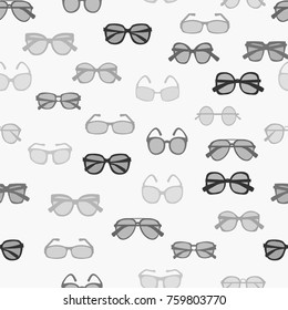 Vector seamless pattern with grayscale fashion retro glasses-illustration