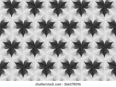 Vector seamless pattern, grayscale graphic design, geometric leaves pattern