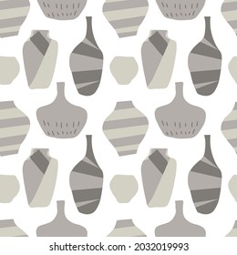 Vector seamless pattern with Greek ancient gods with gray colors. Repeating hand drawn ornament on white isolated background. Designs for textiles, fabric, wrapping paper, packaging, invitations. 