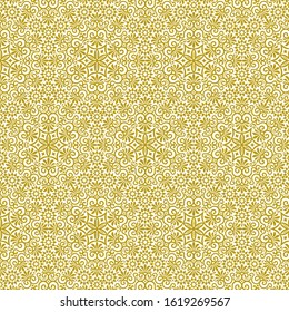 Vector seamless pattern in greek style with oriental elements. Beautiful floral repeating line art ornament golden on a white background. For fashion wallpaper design, card, print on paper, textiles
