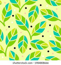 Vector seamless pattern with green bay leaves twigs, himalayan salt, black peppercorns. culinary set of spices for broth. kitchen herbs.