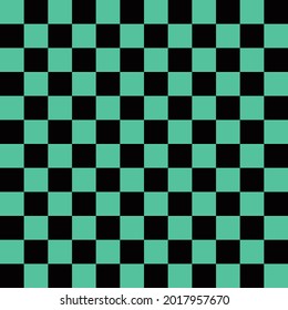 vector seamless pattern of green and black squares. Checkered grid texture repeating illustration svg