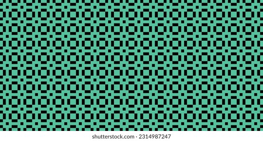 vector seamless pattern of green and black squares. Checkered grid texture repeating illustration