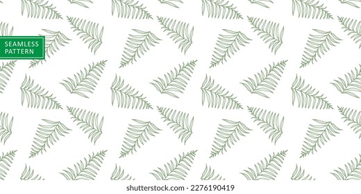 Vector seamless pattern with green branches and leaves on a white background for textiles, covers, backgrounds, wrapping paper