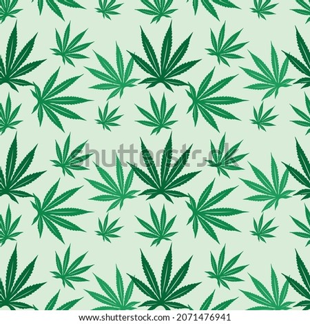Vector seamless pattern of green cannabis nature is used for wallpaper, pattern, layout, textile print, web page