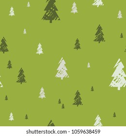 vector seamless pattern of green Christmas trees