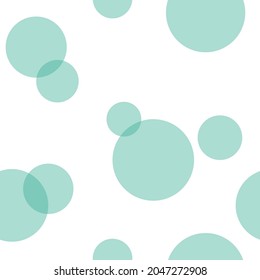 Vector seamless pattern of green circles on white background. Design for fabric, packing paper, cover, or other purposes.