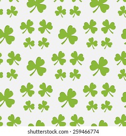 Vector seamless pattern with green clover on a white background.St.Paticks Day.Web page