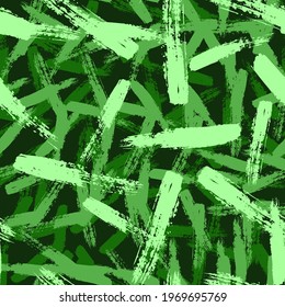 Vector seamless pattern with green colored brush stroke print, wallpaper, wrapping paper, notebooks, textile, illustration, pillow, sport clothes