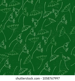 Vector seamless pattern with green dill. Design for menu, card and textile. For children dress, textile for kitchen. EPS 10.