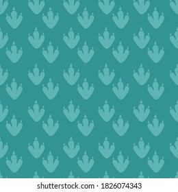 Vector seamless pattern with green dinosaur footprints. Ideal for printing on textile, scrapbooking and wallpapers.