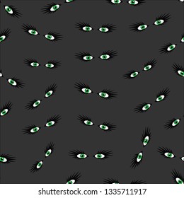 Vector seamless pattern with green eyes.