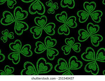 Vector seamless pattern with green figured clover leaves for St. Patrick's day