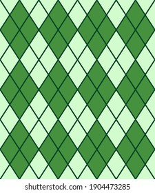 Vector seamless pattern of green flat rhombus Plaid check isolated on background. St Patric day texture