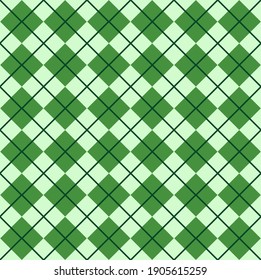 Vector seamless pattern of green flat Plaid check isolated on background. St Patric day texture