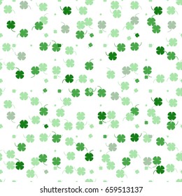 Vector seamless pattern with green flowers on white.