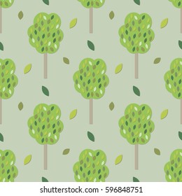Vector seamless pattern of a green forest