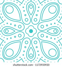 Vector seamless pattern. Green geometric ornament. Symmetrical mandala.