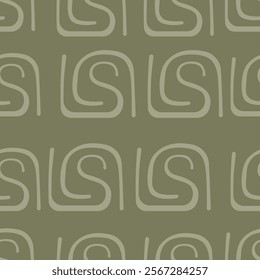 Vector seamless pattern. Green graphic background. Simple abstracts forms. Abstract background with green elements. Suitable for wallpaper, greeting card, print