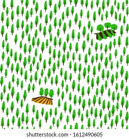 Vector seamless pattern with green grove and farming illustration