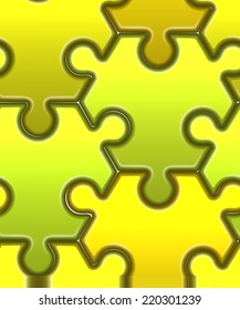 Vector seamless pattern with green hexahedron puzzles.