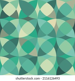 vector seamless pattern with 
 green intersecting circles
