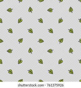 Vector seamless pattern with green leaf. Hand drawn cute and funny fashion illustration patches or stickers kit. Modern doodle pop art sketch badges and pins