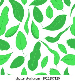 vector seamless pattern green leaves. Fresh greens spring summer. For fabrics, textiles, wallpapers, packaging, backgrounds, invitations, web pages and advertisements. 