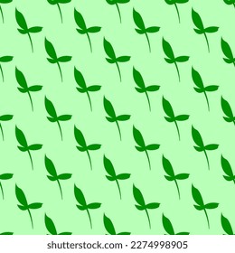 Vector seamless pattern of green leaves on light green background. Suitable for web sites, textile, fabric, wallpapers 