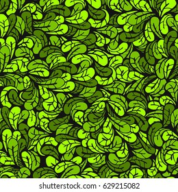 Vector seamless pattern green leaves in military style