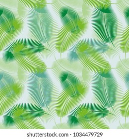 vector seamless pattern of green palm leaves