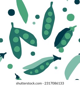 Patrón vectorial sin fisuras con arvejas verdes.
