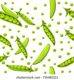 Vector seamless pattern with green peas and pod