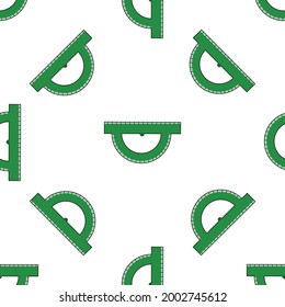 vector seamless pattern with green rulers on a white background in the style of doodles.